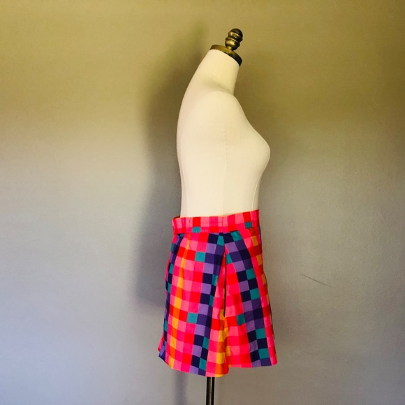 Pleated Short Skirt Size 6 TAIL Checks Side Zipper - Picture 6 of 9